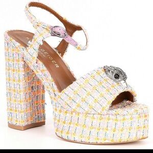 Kurt Geiger Kensington Platform tweed sandal heel Strappy Orange purple 36 40